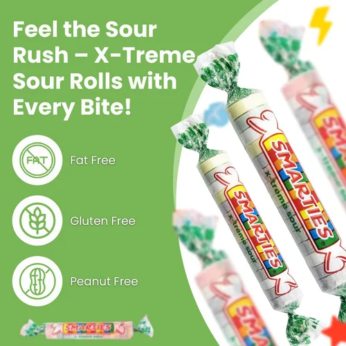 Miniatura 2 de Smarties X-treme Sour Candies - Caramelos agrios sin gluten, sin maní, sin lácteos, perfectos para fiestas, mezclas de dulces y Halloween, dulces a