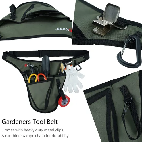 Miniatura 3 de KUNN Cinturón de Herramientas de Jardín, Cinturón de Herramientas Duradero Ajustable con Riñonera con 4 Bolsillos para Mujeres Hombres Jardineros