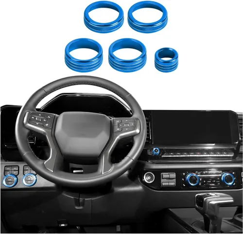Miniatura 12 de CheroCar Cubierta de pomos de radio de CA para consola central, perilla de aire acondicionado, interruptor de botón para Chevy Silverado 2022-2023