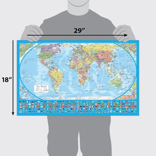 Miniatura 2 de Mapa del Mundo Azul Equal Earth (Azul Claro)