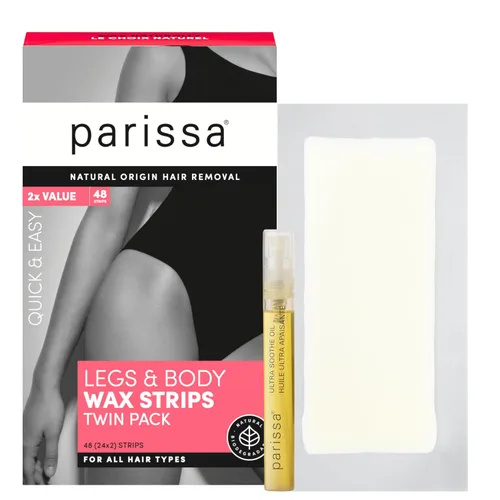 Parissa Tiras naturales de cera para piernas y cuerpo | Tiras grandes listas para usar, aptas para principiantes y suaves para pieles sensibles |