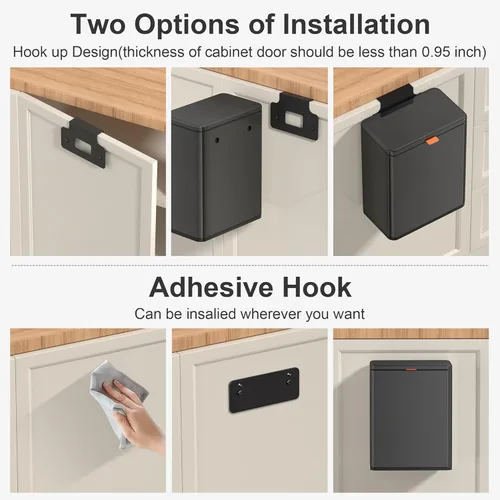 Miniatura 5 de Mbillion - Bote de compostaje de cocina con tapa colgante de 1.05 galones, bote de basura de acero inoxidable para puerta de gabinete de cocina