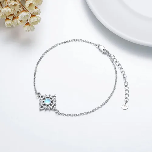Miniatura 2 de LONAGO Tobillera de plata de ley 925 con nudo celta para mujer, con nudo de brujas, ajustable, para playa, tobillera, regalos de joyería