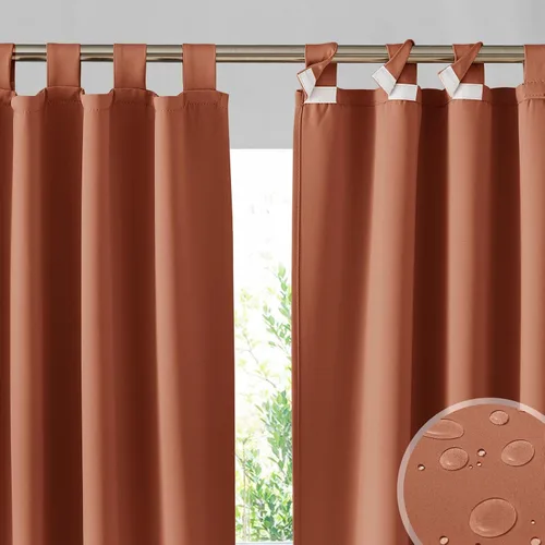 Miniatura 9 de RYB HOME Cortinas para Exteriores para Patio - 2 Paneles Cortinas para Exteriores Desmontables con Parte Superior Adhesiva Impermeables Opacas