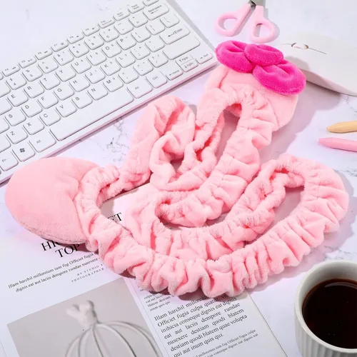 Miniatura 3 de Hoteam 2 piezas 17''-24'' fundas Kawaii para monitor de computadora con orejas de gato peludas, linda funda protectora de polvo rosa para monitor