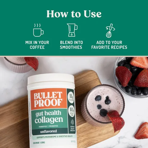 Miniatura 4 de Bulletproof Proteína de colágeno para la salud intestinal sin sabor, 14 onzas, péptidos de colágeno alimentados con pasto para apoyo intestinal