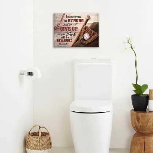 Miniatura 7 de Arte de pared cristiano de béisbol para decoración de habitación de niños, pintura de lona con escritura deportiva, impresiones de citas Crónicas