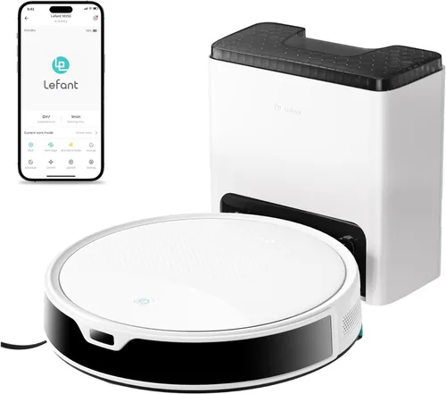 Lefant Combo de aspiradora y trapeador robot M350, 75 días de autovaciado, prevención de obstáculos PSD de 190°, succión de 6000Pa, silencioso,