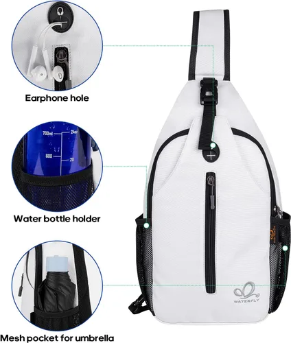 Miniatura 4 de WATERFLY Bolsa pequeña de senderismo: mochila cruzada para el pecho, mochila para hombres y mujeres con correa de hombro agradable a la piel