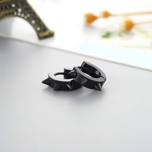 Miniatura 4 de UM Jewelry, aretes envolventes con puntas con gancho, de acero inoxidable quirúrgico, estilo Punk, para mujer y hombre, acero inoxidable