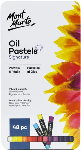 Miniatura 7 de Mont Marte Pasteles al óleo en caja de metal Signature 48 piezas, 48 colores surtidos, juego de pasteles al óleo vibrantes, excelente para mezclar