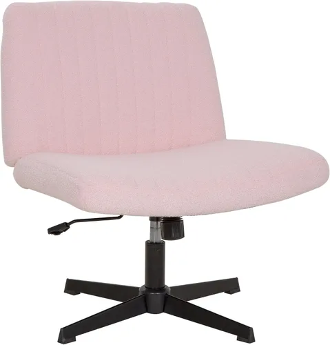 Miniatura 12 de FDW Silla Criss Cross sin brazos, silla de escritorio de oficina con patas cruzadas, ajustable, giratoria, ergonómica, sin ruedas, respaldo