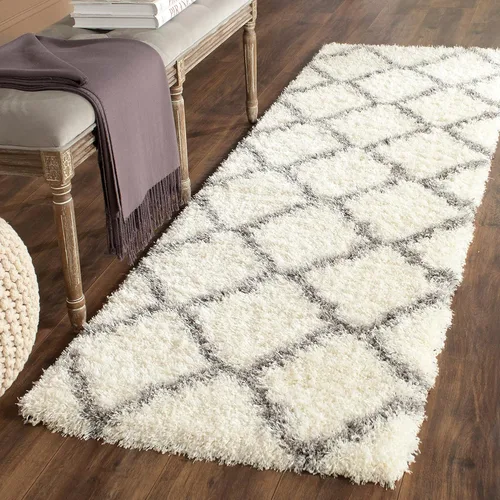 Miniatura 5 de SAFAVIEH Colección Montreal Shag SGM866C Trellis que no desprende pelusa para sala de estar, dormitorio, comedor y entrada, alfombra decorativa