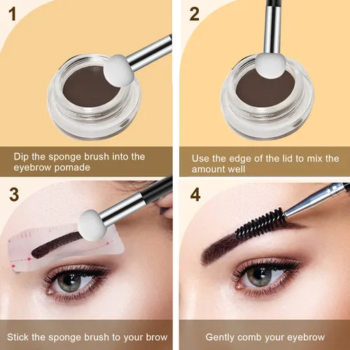 Miniatura 5 de 6 piezas de esponja de base para polvo, esponja de maquillaje con mango, esponjas de maquillaje de hongos, esponja correctora, cepillo de Negro