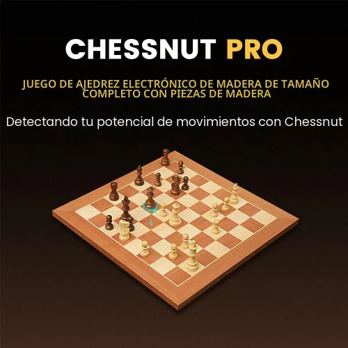 Miniatura 2 de Chessnut Tablero de ajedrez electrónico de tamaño profesional de torneo: tablero de 21.7 in, reconocimiento completo de piezas de madera