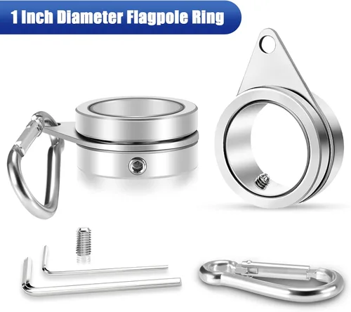 Miniatura 8 de Anillos giratorios de asta de bandera de 1 pulgada, clips giratorios de aleación de aluminio anti-envoltura de 360°, anillos giratorios de montaje