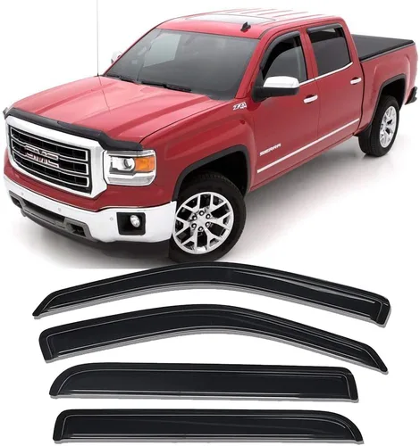 Miniatura 13 de Deflector de viento de ventana lateral para Chevy Silverado/GMC Sierra 1500, 2007-2014 2500HD/3500HD con cabina extendida, juego de 4 protectores