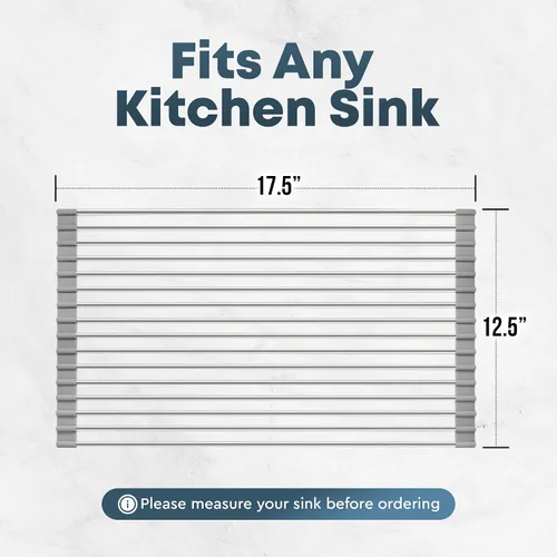 Miniatura 2 de Zulay Kitchen Escurridor de platos sobre el fregadero, diseño de acero inoxidable resistente enrollable para un fácil almacenamiento y durabilidad.