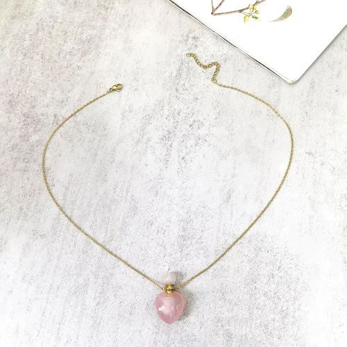 Miniatura 10 de Perfume Bottle Necklace Heart Shape, Amethyst Necklace Healing Crystal for Women, Essential Oil Diffuser Bottle Necklace Jewelry for Liquid