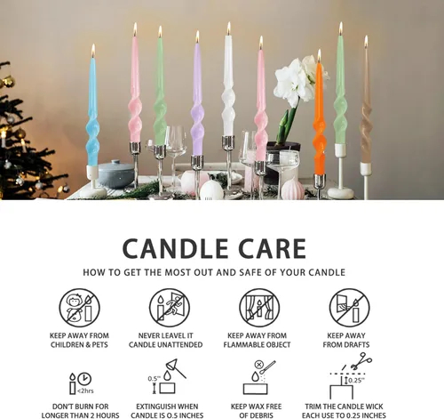Miniatura 5 de Velas cónicas torcidas blancas de 10 pulgadas, elegantes velas en espiral para decoración de primavera, mesa de Pascua, día de la madre, sin goteo