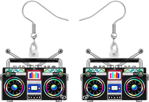 Miniatura 5 de Aretes de radio acrílicos vintage de los años 80 y 90, joyería retro para mujer, accesorios nostálgicos, regalos