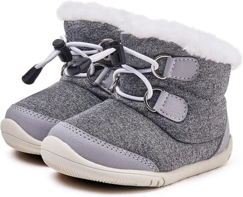 BMCiTYBM Botas de nieve para bebés y niños pequeños, zapatos de invierno para niños y niñas, zapatos de bebé de piel sintética para clima frío