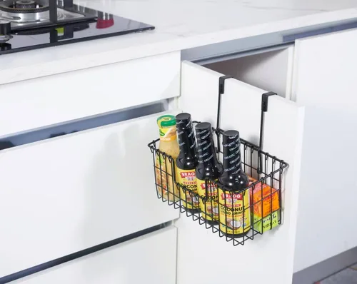 Miniatura 8 de JUNCHU CHERRY Cesta de almacenamiento de alambre, paquete de 2 unidades, montado en pared para cocina, baño, cesta de almacenamiento colgante