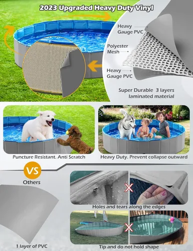 Miniatura 4 de Jasonwell Piscina plegable para perros y mascotas, piscina plegable para mascotas, bañera para niños, piscina para cachorros, perros pequeños, Mdf