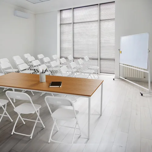 Miniatura 5 de VINGLI Paquete de 8 sillas plegables de plástico blanco, asiento comercial apilable portátil para interiores y exteriores, con marco de acero