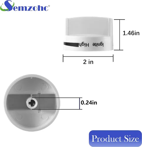 Miniatura 2 de Paquete de 4 pomos de estufa WPW10339443 Pieza de repuesto de perilla superior blanca para estufa de gas Whirl-Pool – Reemplaza AP6019878