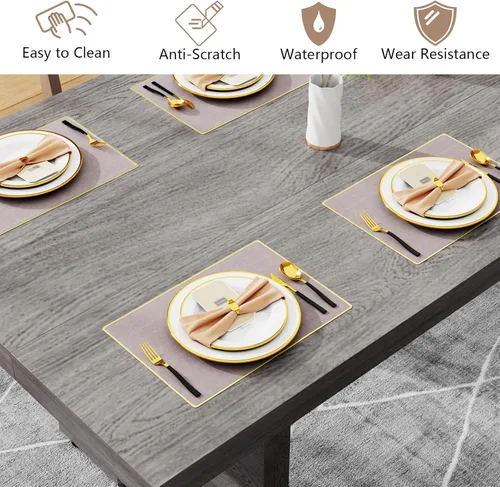 Miniatura 7 de Loomie Mesa de comedor de 70.8 pulgadas, mesa de cocina rústica para 6-8 personas, muebles de comedor grandes, mesa rectangular para sala de estar