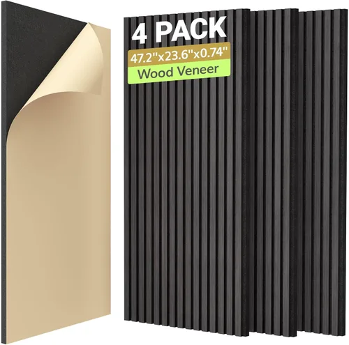 Miniatura 11 de TONOR Paneles de pared acústicos de doble capa autoadhesivos de 47.2"x23.6"x0.72", paquete de 4 paneles de alta densidad para paredes, paneles