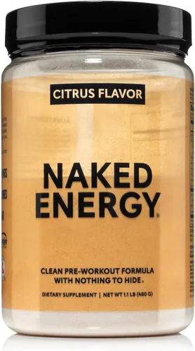 NAKED Citrus Energy - Suplemento pre-entreno limpio con sabor a cítricos para hombres y mujeres, apto para veganos, sin edulcorantes, colores o