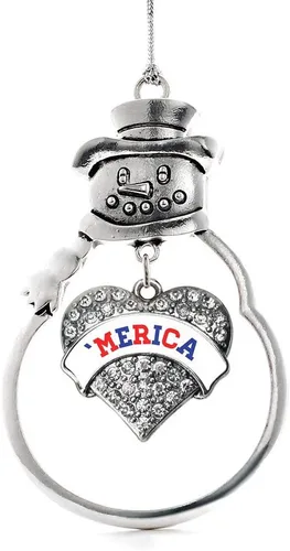 Miniatura 157 de Colgante de plata con diseño de Detroit con forma de corazón y muñeco de nieve con circonitas cúbicas