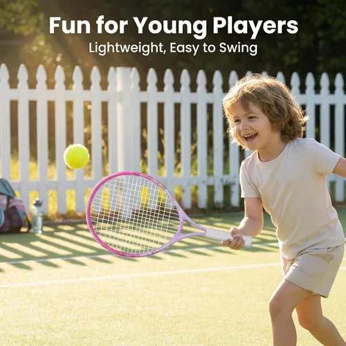 Miniatura 7 de bo'weiqi Raqueta de tenis para niños de 17"-25" para edades de 2-12 años, raqueta de tenis juvenil ligera para niñas y niños, deportes al aire Rosa