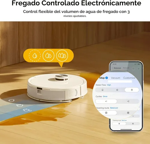 Miniatura 9 de roborock Robot aspirador y trapeador Q7 M5+, actualizado desde Q5 Max+, hasta 7-9 semanas de autovaciado, succión de 10000 Pa, sistema doble Blanco
