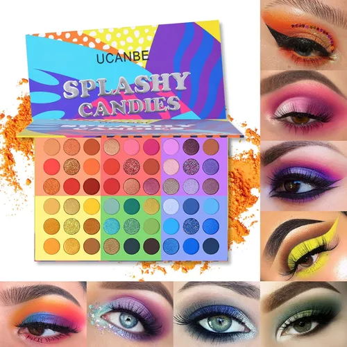 Miniatura 6 de UCANBE Paleta de sombra de ojos de 54 colores Splashy Candies + 15 piezas de brochas de maquillaje, altamente pigmento mate metálico brillante