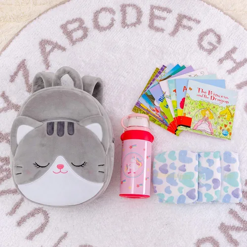 Miniatura 51 de Lazada Mochila para niños pequeños, juguetes de animales de peluche, mochila pequeña, color gris, 9.5 pulgadas