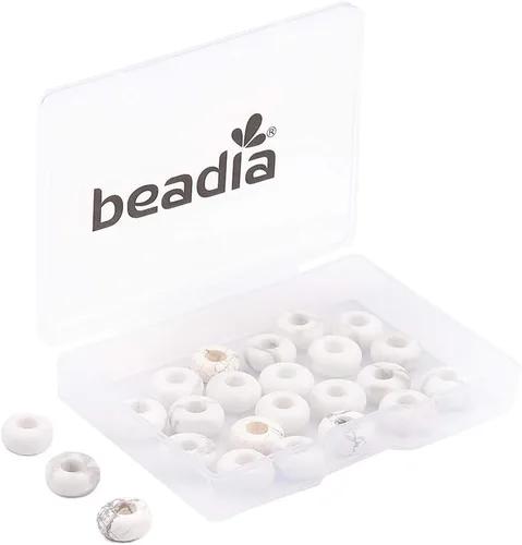 Miniatura 10 de BEADIA Cuentas de jade amarillo natural rondelle con orificio grande (5.5mm) cuentas sueltas semipreciosas para hacer joyas 0.55x0.295 pulgadas 12