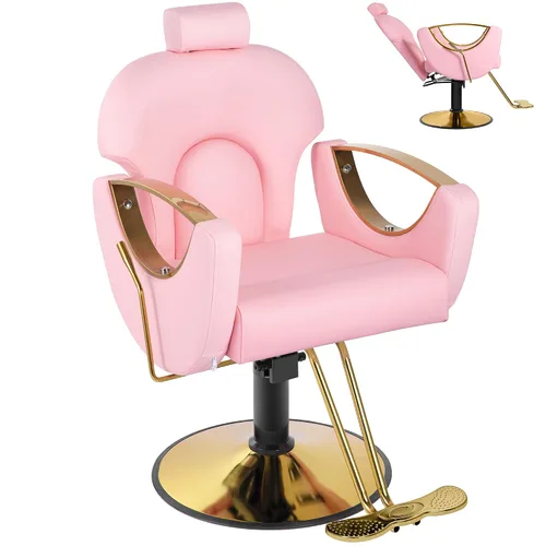 Miniatura 15 de Silla de peluquería de salón, silla de peluquería con bomba hidráulica de altura ajustable, sillas reclinables profesionales, silla de belleza