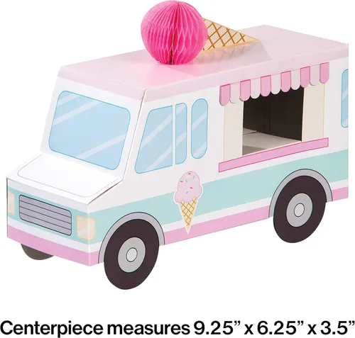 Miniatura 2 de Creative Converting 346418 Centro de mesa de fiesta de helado, 1 unidad, multicolor, el centro de mesa mide 9.25 x 6.25 pulgadas