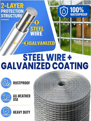 Miniatura 3 de Tela de hardware de 1/2 pulgada de calibre 19, calibre 19 de 24 pulgadas x 100 pies, cercado de alambre soldado galvanizado para plantas de malla