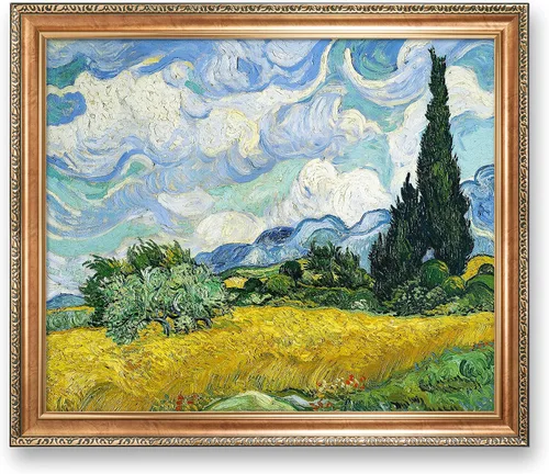 Miniatura 286 de A&T ARTWORK Campo de trigo con cipreses de Van Gogh Las reproducciones de arte clásico mundial, impresiones en lienzo giclée para decoración