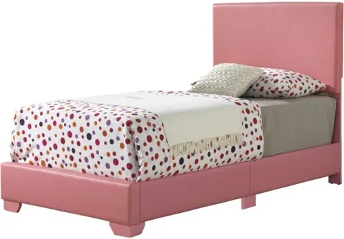 Glory Furniture Cama individual tapizada de piel sintética Aaron en color rosa