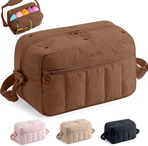Miniatura 8 de MYBAGZING Organizador Pequeño de Bolsa de Crochet - Bolsa de Tejer - Organizador de Almacenamiento de Hilo - Bolsa de Hilo para Crochet - Soporte