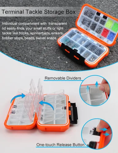 Miniatura 6 de Hlotmeky Pequeña caja de aparejos para kayak, caja de señuelos de pesca impermeable, almacenamiento de terminales, organizador de anzuelos de pesca