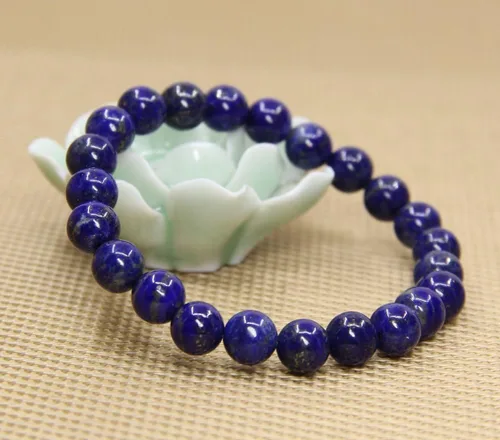 Miniatura 2 de Amandastone Pulsera elástica de cuentas redondas de 0.315 in con piedras preciosas naturales de 7 pulgadas