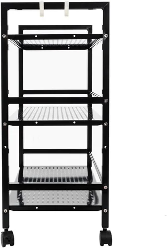 Miniatura 5 de Henf Carrito de cocina de 3 estantes organizador de carrito de cocina con ruedas con cerradura, soporte para horno de microondas, isla de cocina