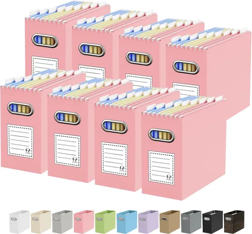 Miniatura 16 de Oterri Caja organizadora de archivos de cartón para colgar carpetas de archivos, tamaño carta, caja de archivos para escritorio de computadora