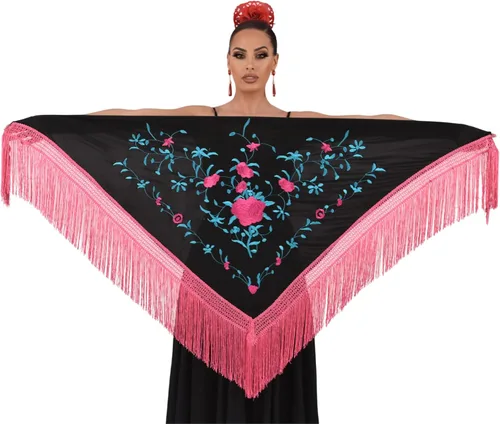 Miniatura 7 de Mantón Manila para baile flamenco. tamaño medio 63X31 pulgadas